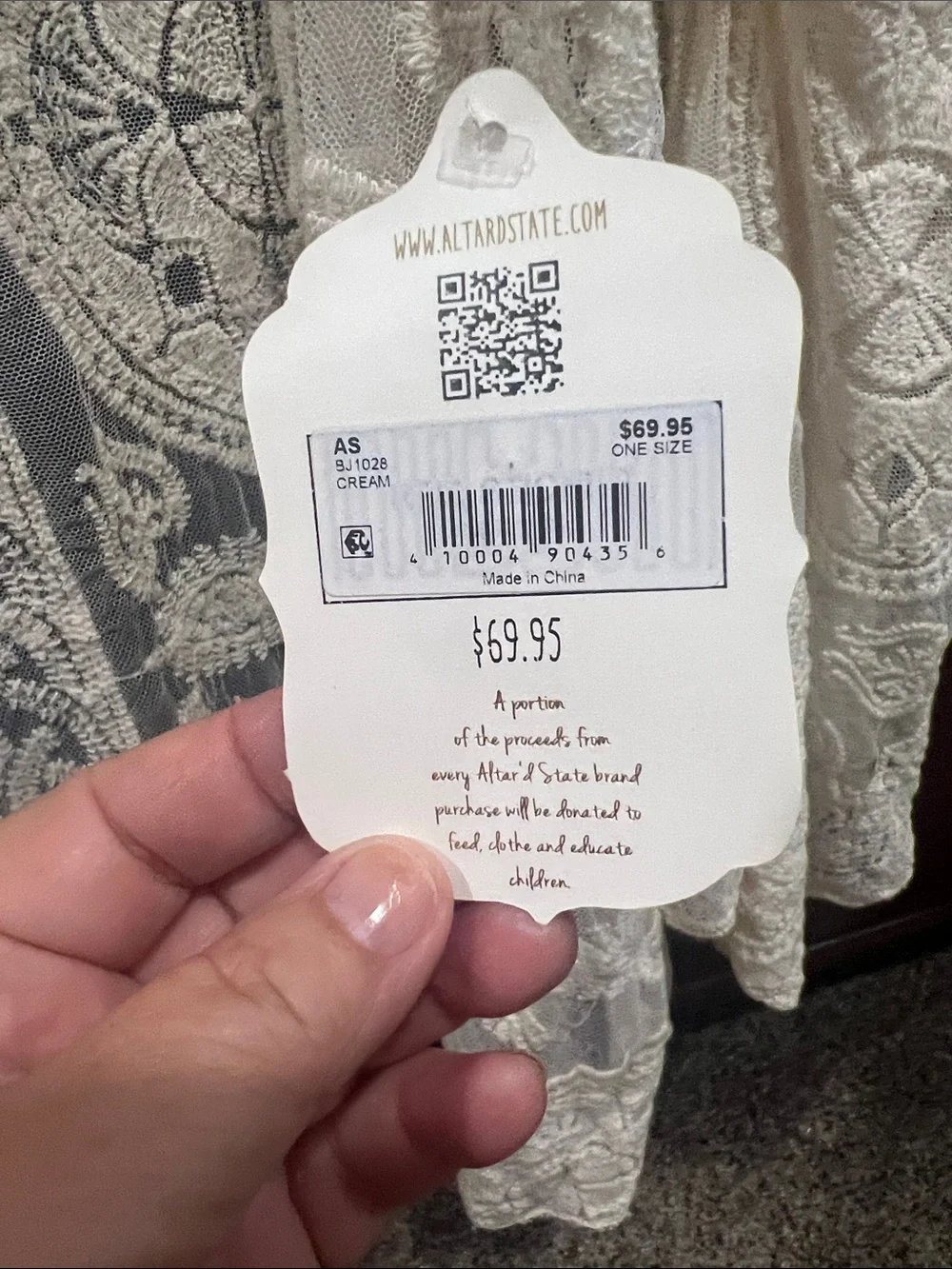 Altar’d State Cream Lace Cardigan / Kimono NWT